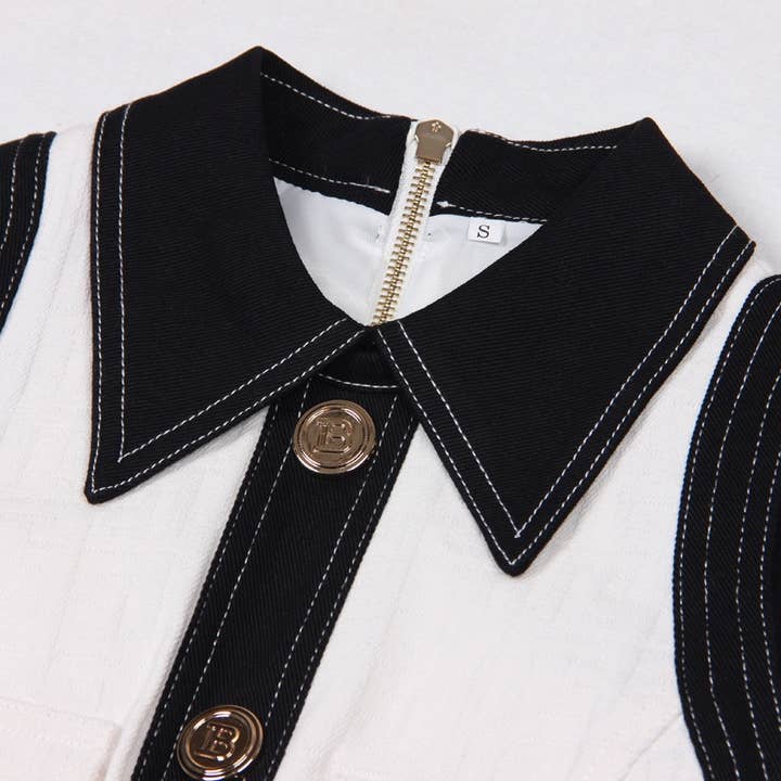 Productseeker - Wholesale Dress - Women's - DR038 Short-sleeved Dress With Gold Buttons1