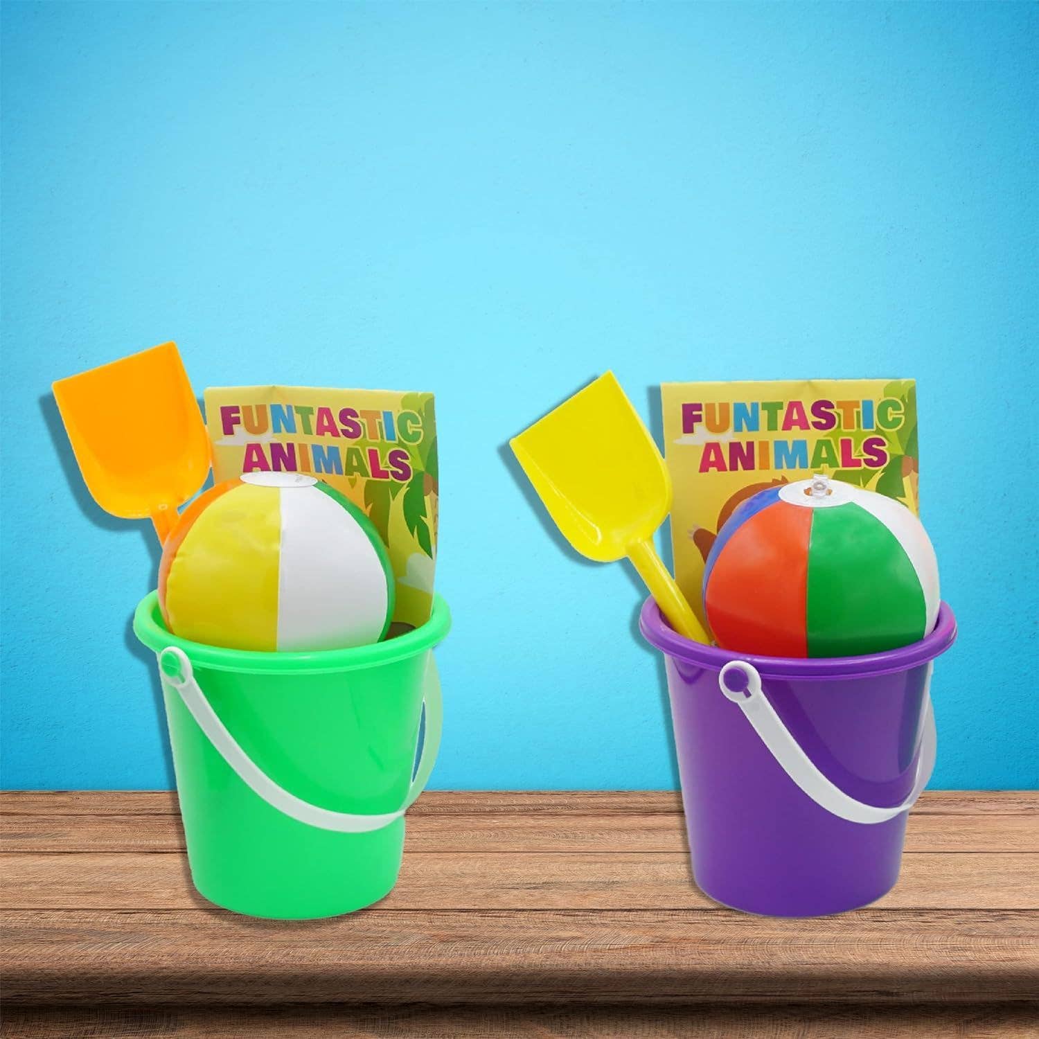 4E's Novelty - Wholesale Beach/Pool Toy - Kids & Baby - 12-Pack 5.5" Sand Buckets & Shovels - Beach/Party Toys4