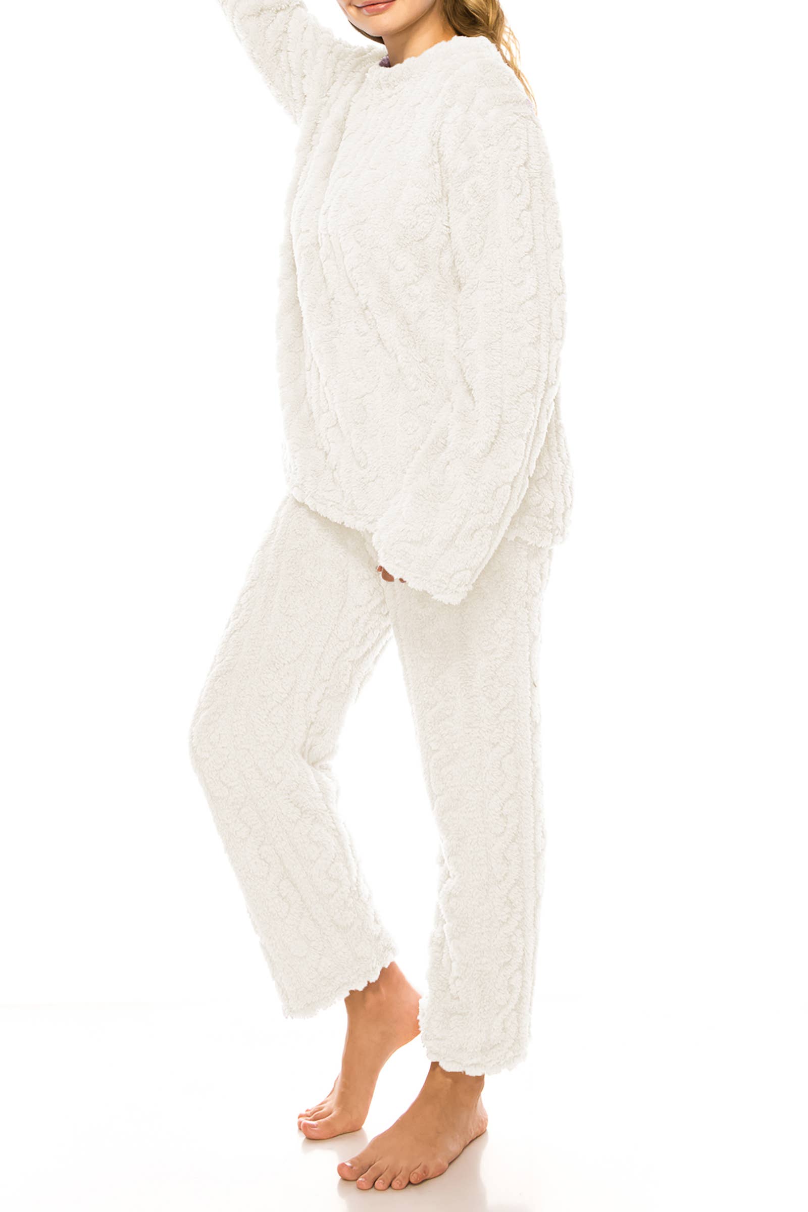 Cap Zone - Wholesale Loungeset - Dames - Kabel Fuzzy Sherpa Fleece Pyjama Sets15