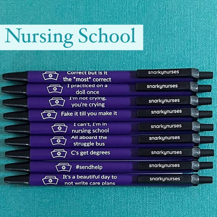 Snarkynurses - Wholesale Pen - Snarky Pens: Nursing School (Set of 9 Pens)