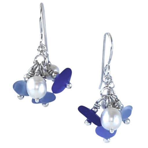 Bubblegum with Shimmering Blue Dichroic Glass Jewelry Set