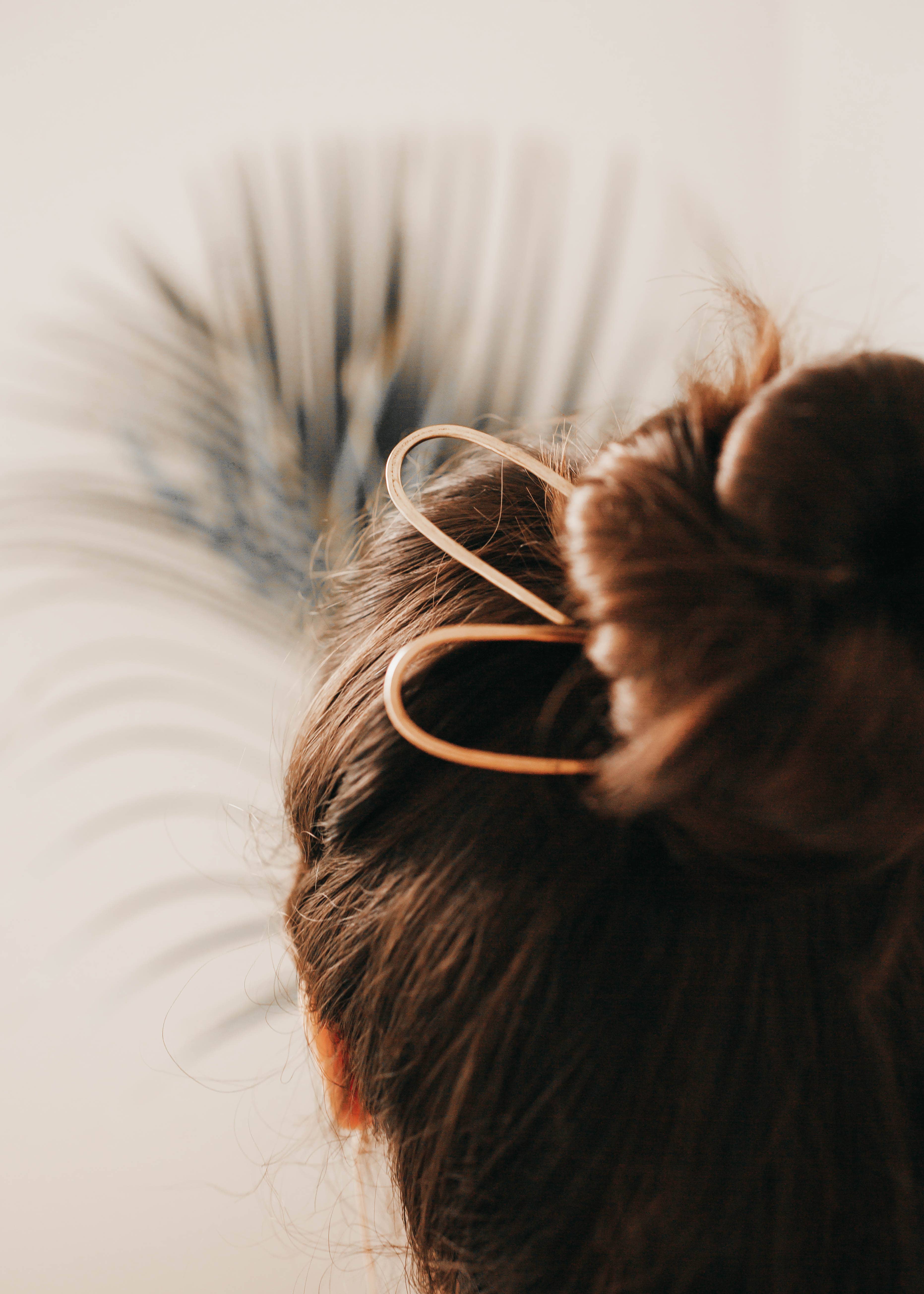 Mira Kauai - Wholesale Hair Pin - Hammered Brass Hair Pin7