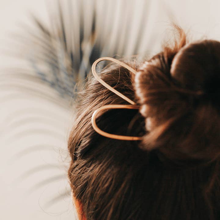 Mira Kauai - Wholesale Hair Pin - Hammered Brass Hair Pin7