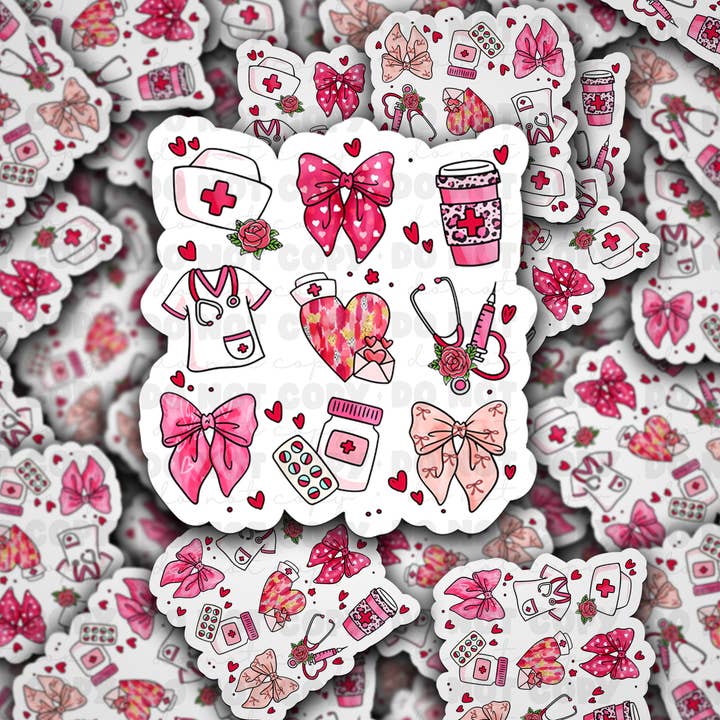 DC 1329 - Valentine Nurse - die cut sticker for wholesale by It's Transfer Time