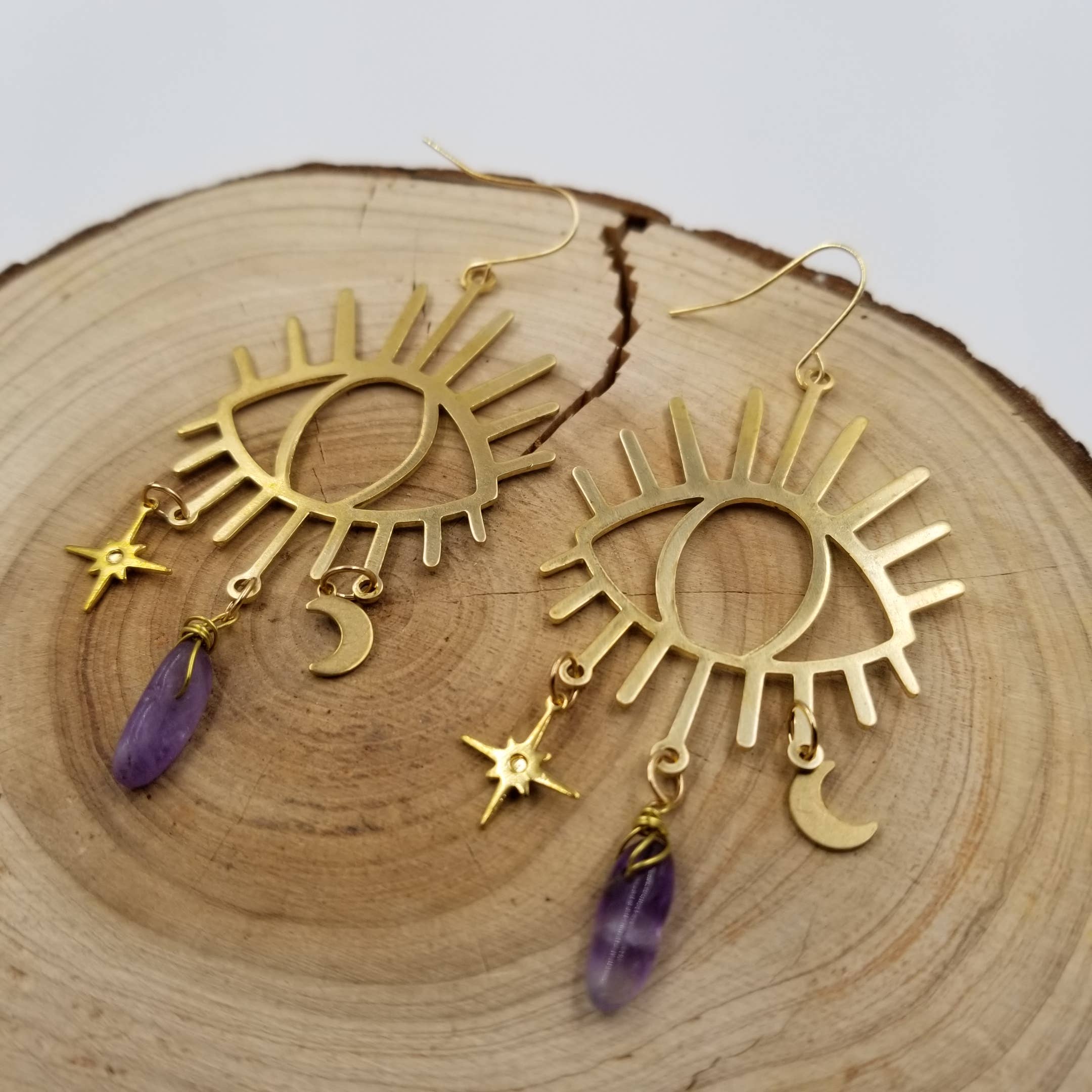 CHAKRA JEWELRY - Wholesale Dangle Earrings - Teardrop Eye Dropped Amethyst Earrings1