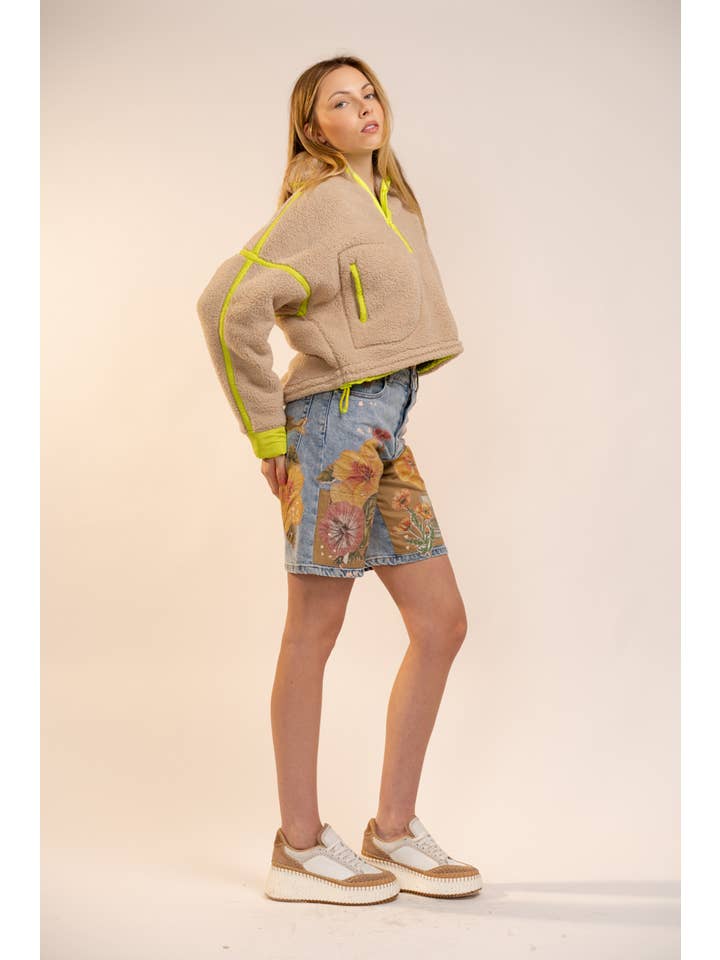 Blue B - Wholesale Sweatshirt - Women's - 91854T Half Zip High Neck Contrast Seam Fleece Pullover6