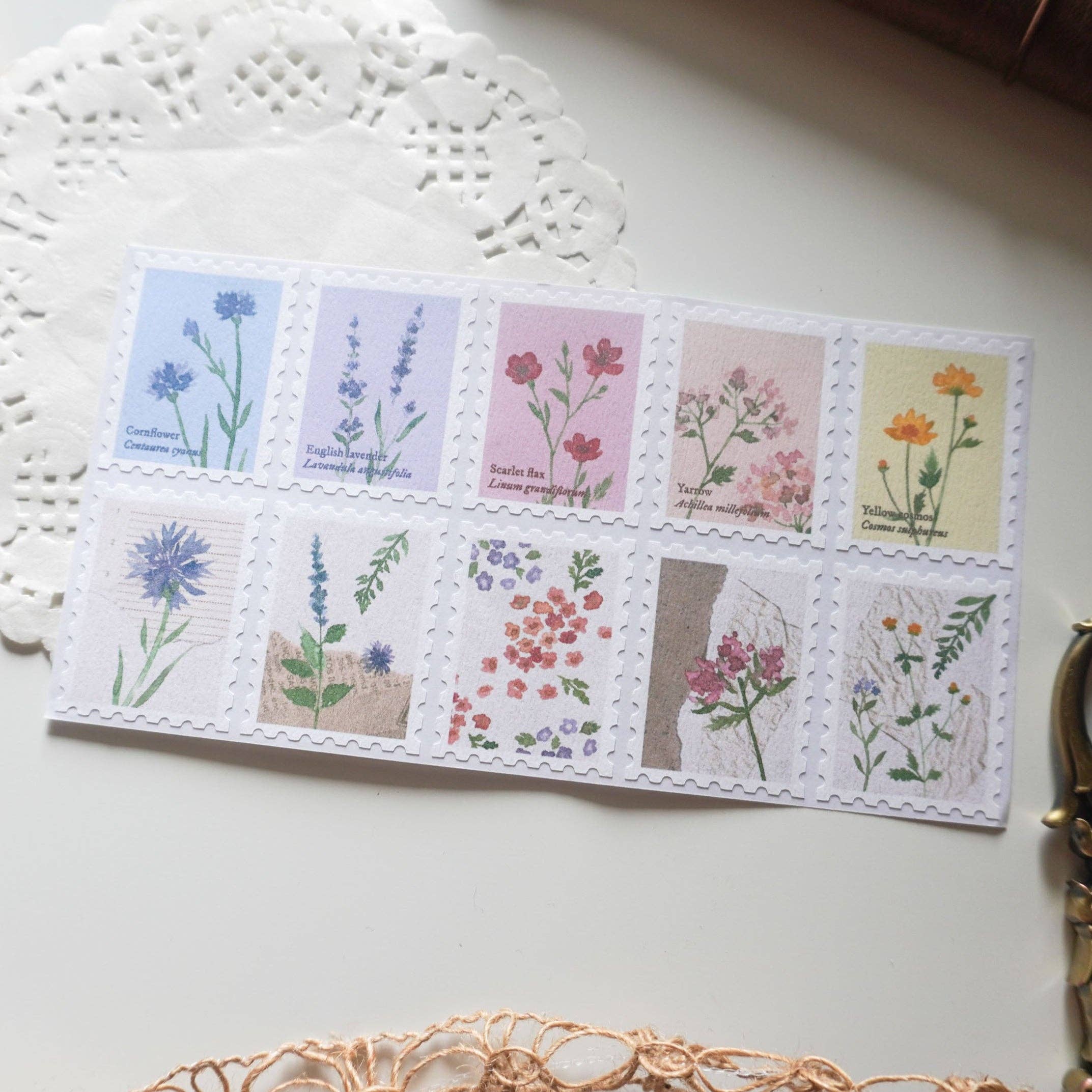 Note & Wish - Wholesale Sticker - The Flowers Postage Stamps1
