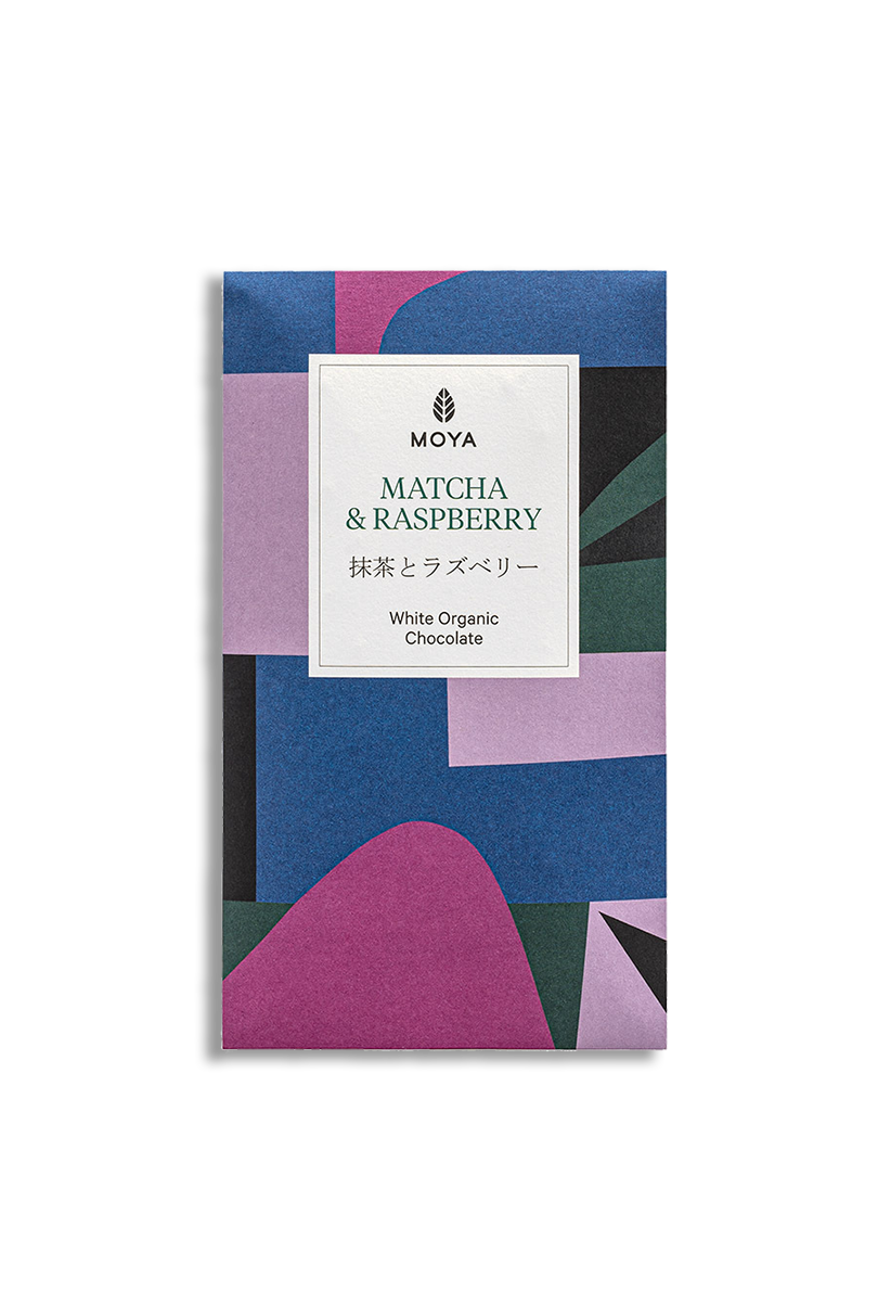 Moya Matcha – wholesale Chocolate bar – Matcha Chocolate Bio With Raspberries 80g0