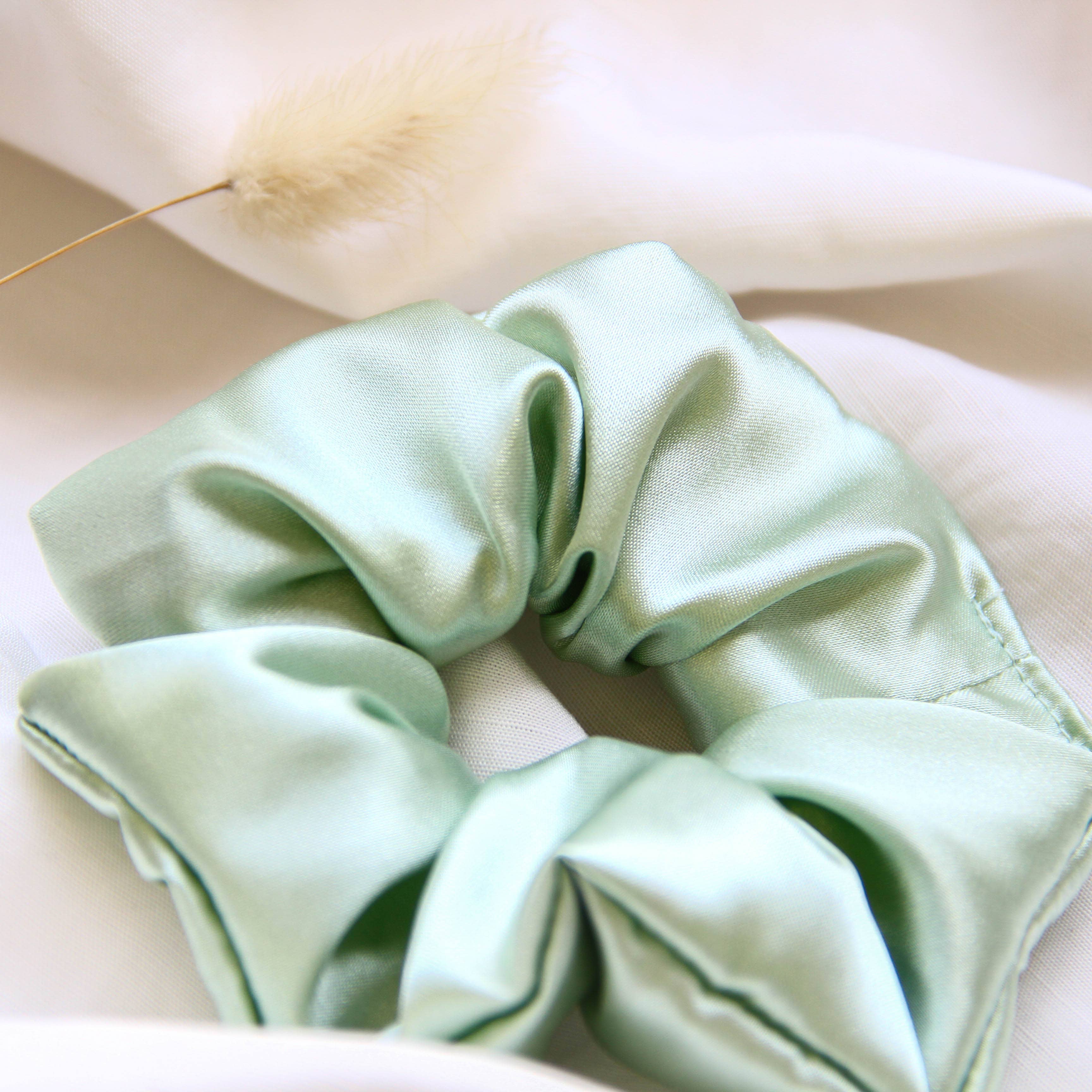 Not I But We - Wholesale Scrunchie - Women's - Mint Satin Scrunchie | Green Scrunchie | Handmade + Upcycled1