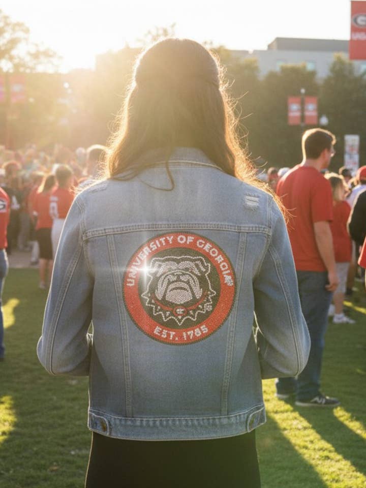 University of Georgia EST. 1785 Blå Denimjakke for engroshandel hos Moving Forward Designs