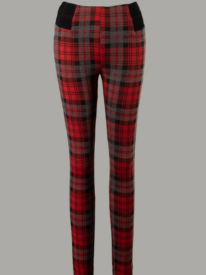 I-FSF1020 Plaid Straight Leggings for wholesale by Fascination by Intrend