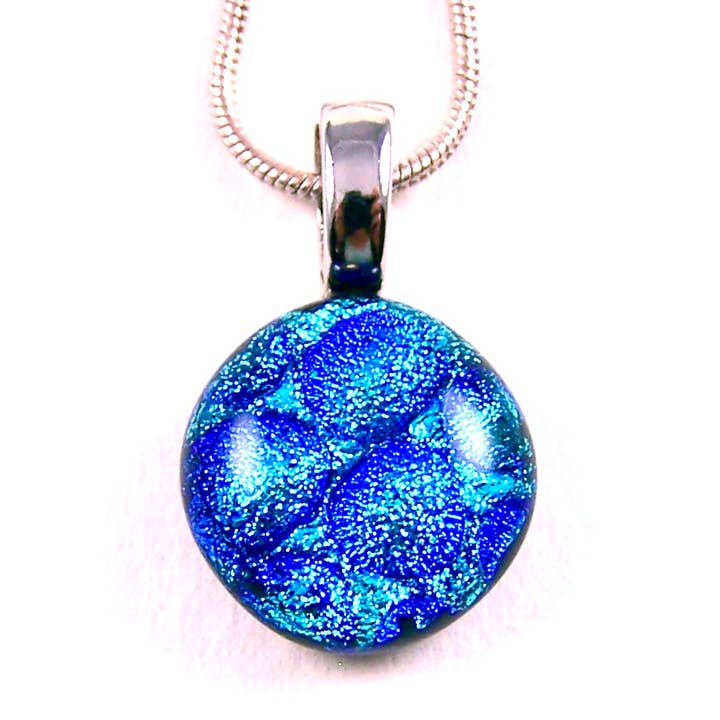 Glass Town USA – Engroshandel Vedhæng/charm – Dichroic Glas Vedhæng - Runde Teksturer Bright Rainbow Mix