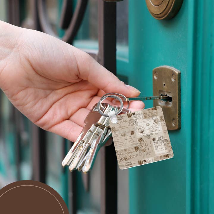 3dRose - Wholesale Keychain - Unisex - 3dRose, Collage Of Old Letters And Postcards Sepia Color, Key Chain5