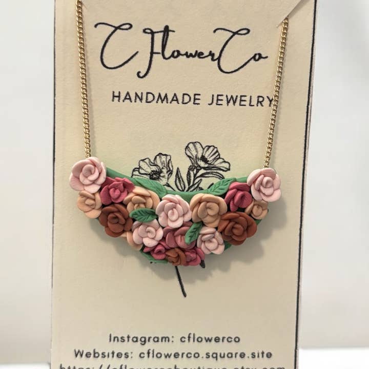 Collana Gioiello Floreale Primaverile - Statement - Blocco Rosa per la vendita all'ingrosso da parte di CFlowerCo