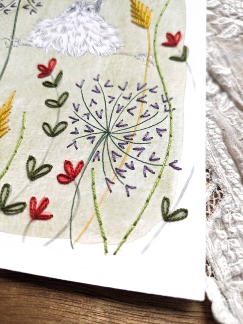 Rue de Pleine Lune - Wholesale Embroidery/Cross Stitch Supplies - "Wild Herbs" Embroidery Card - paper embroidery kit2