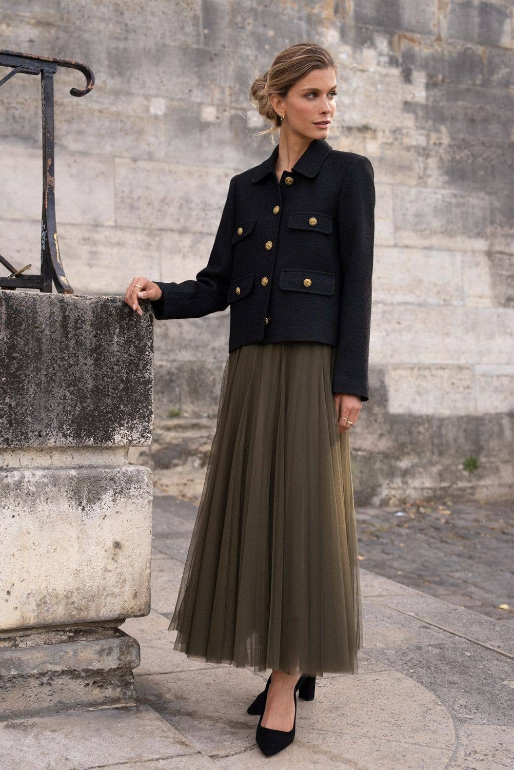 Attentif Paris - Wholesale Jacket - Women's - Straight cut plain tweed jacket7