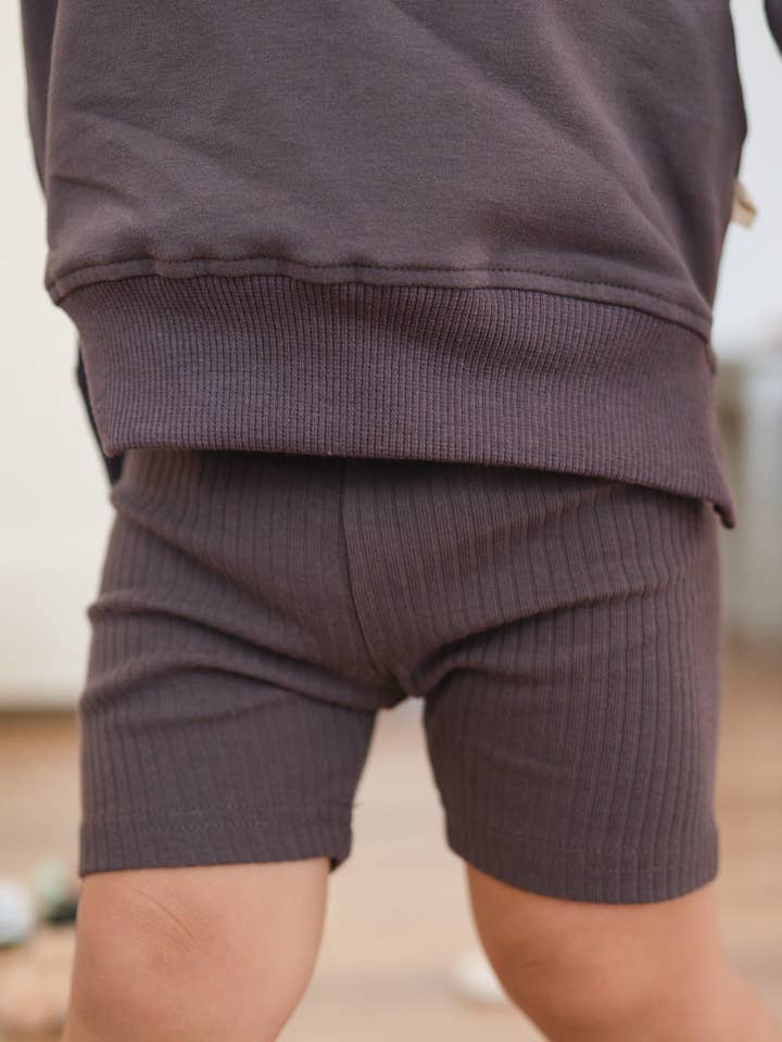 Ribbed Biker Shorts - Charcoal for wholesale by Pine Kids