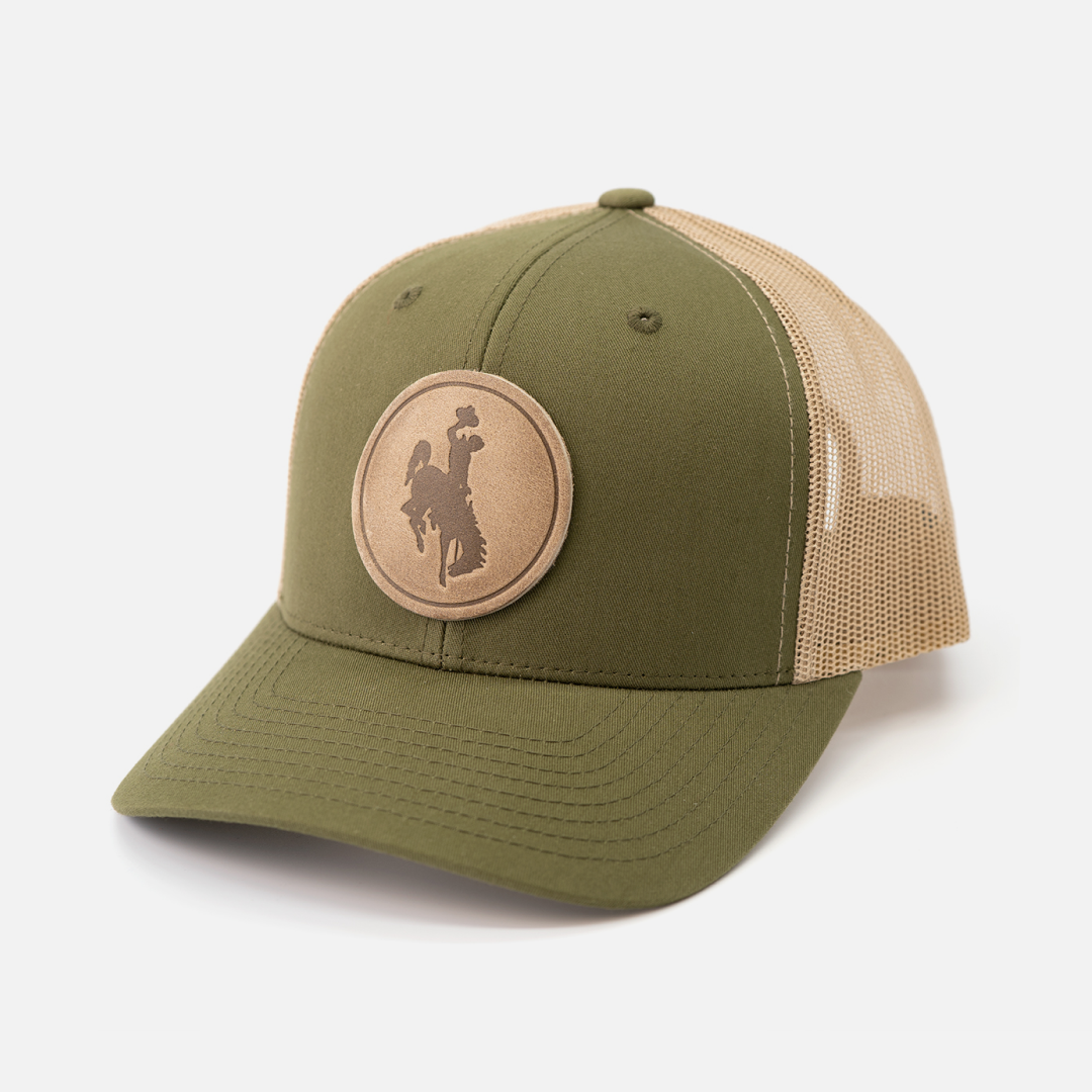 Range Leather Co. - Wholesale Trucker Hat - Unisex - Steamboat Hat - University of Wyoming Leather Patch Hat10
