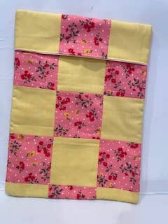 Mama Cees Creations - Wholesale Food Storage Wrap/Bag - Yellow w/pink flowers checkered microwave potato bag0