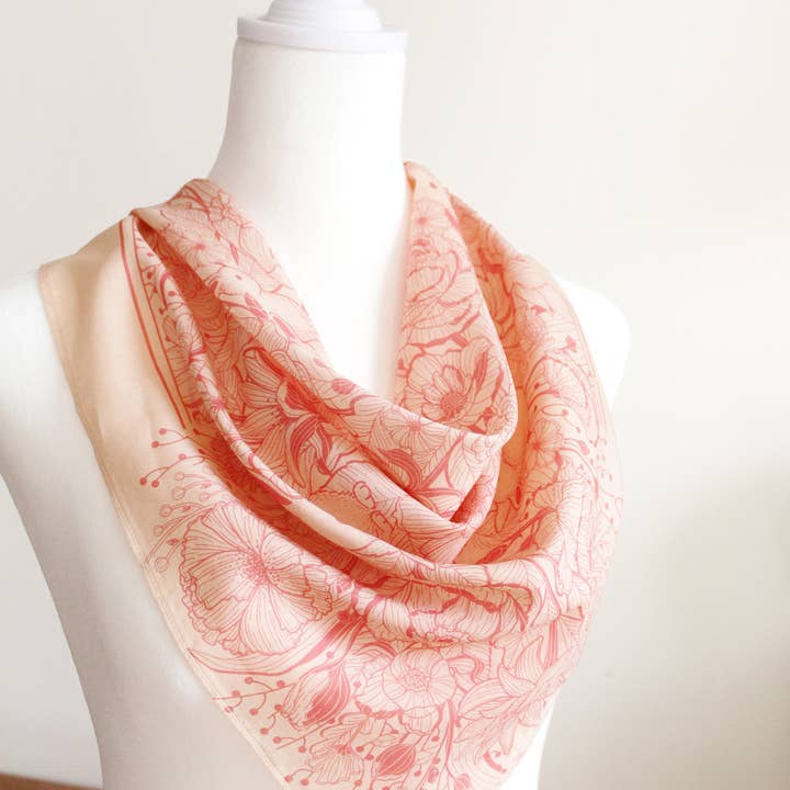 sol&mar art co. - Wholesale Bandana - Unisex - Bunny in the Floral Breeze Bandana Scarf (Pastel Pink)3