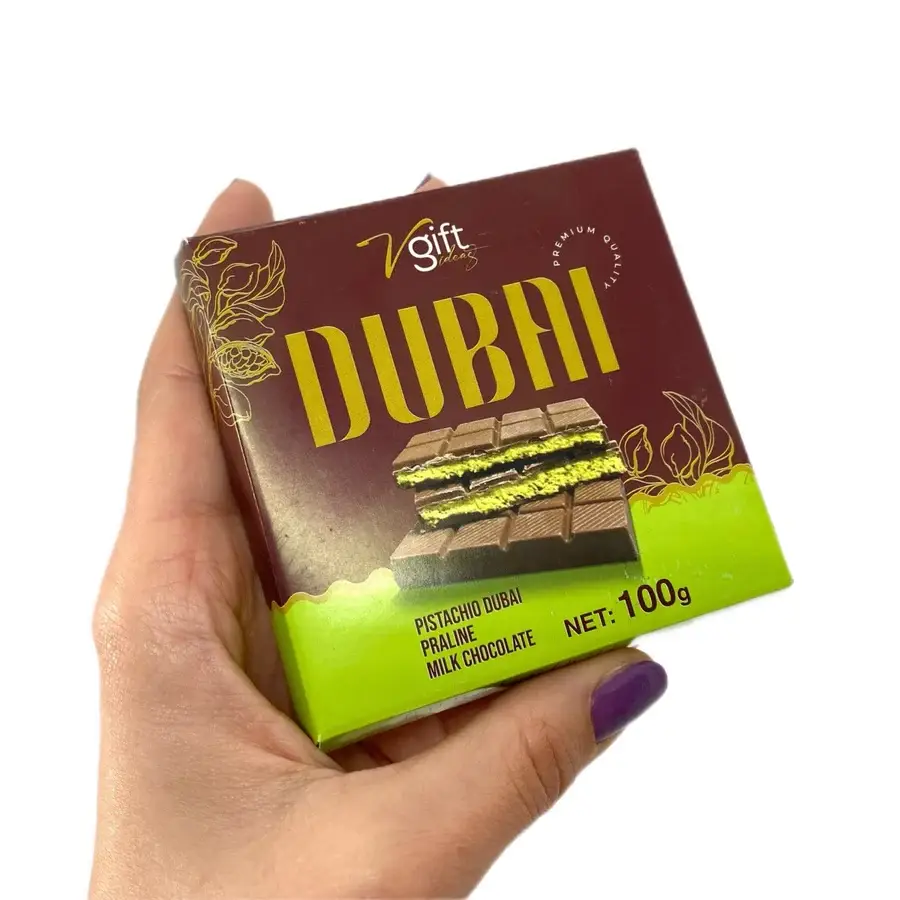 Aladdin - Wholesale Chocolate Bar - V-Gift Pistachio Praline Dubai Chocolate 100g Turkish Halal3