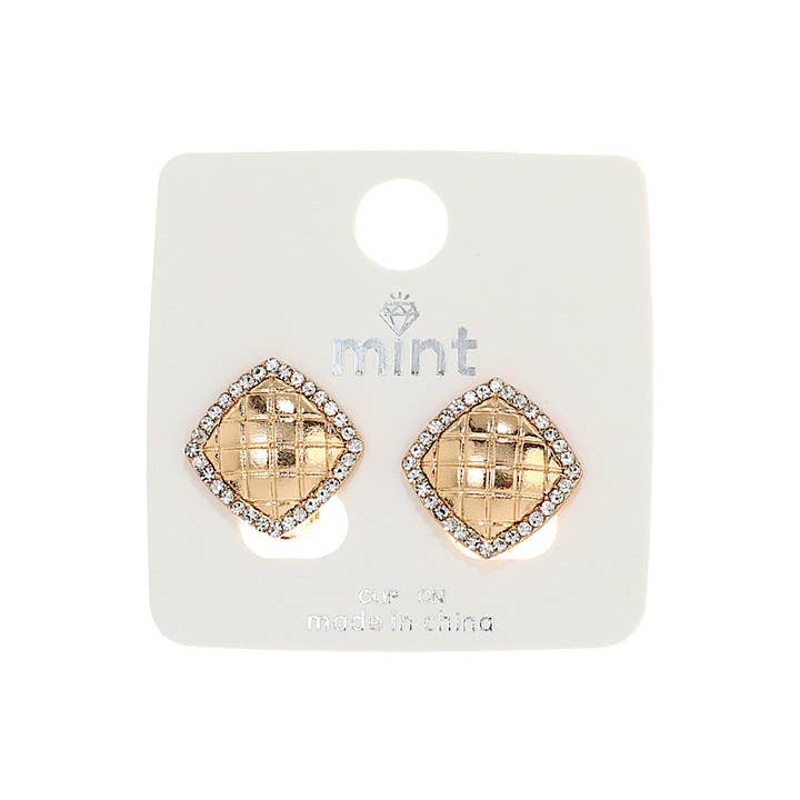 Atlas Fashion - Wholesale Clip-On Earrings - JAE43554C - Clip On Quilted Earrings