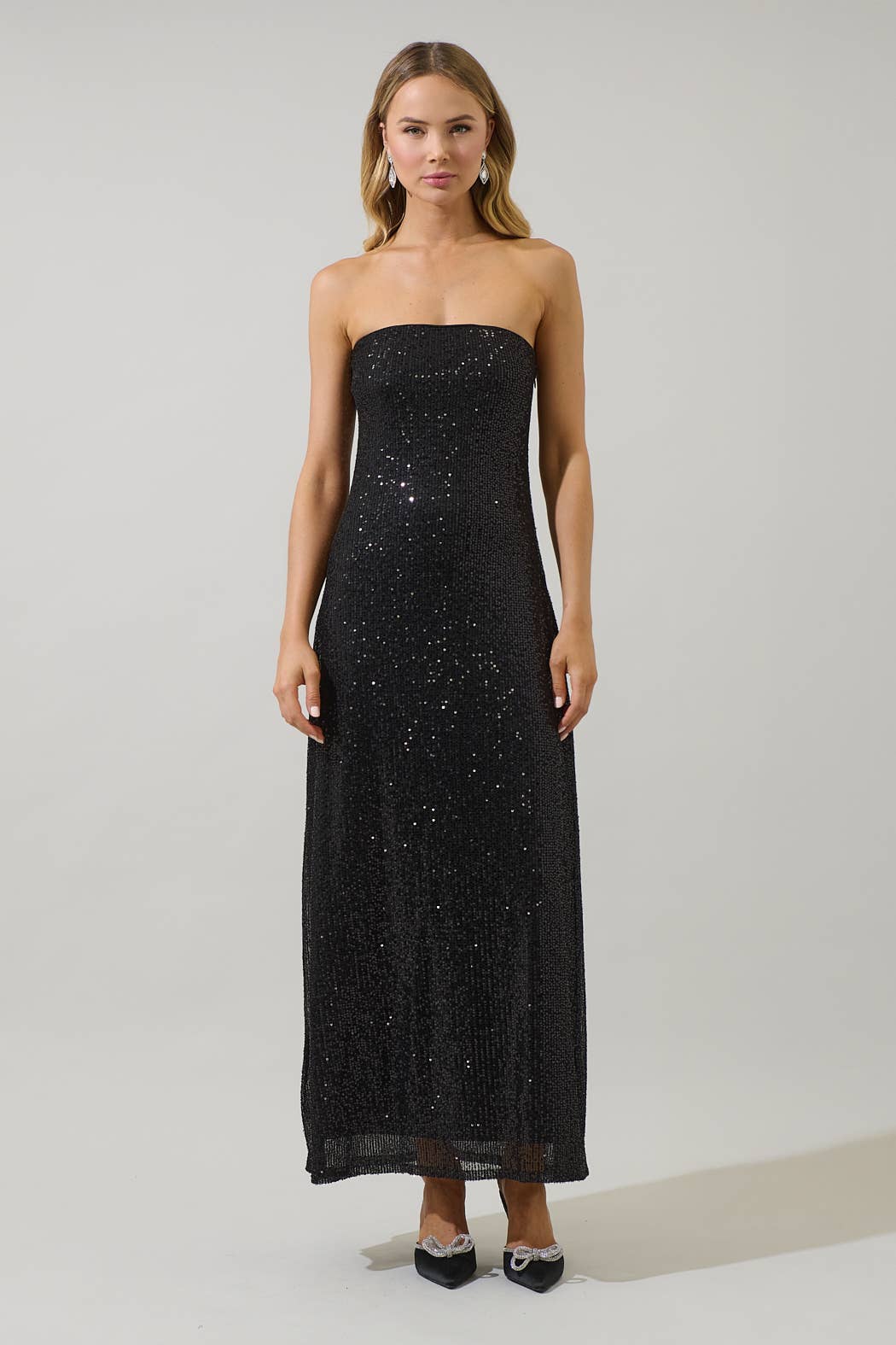 Sugarlips - Wholesale Dress - Women's - Friday Nights Sequin Strapless Maxi Dress0