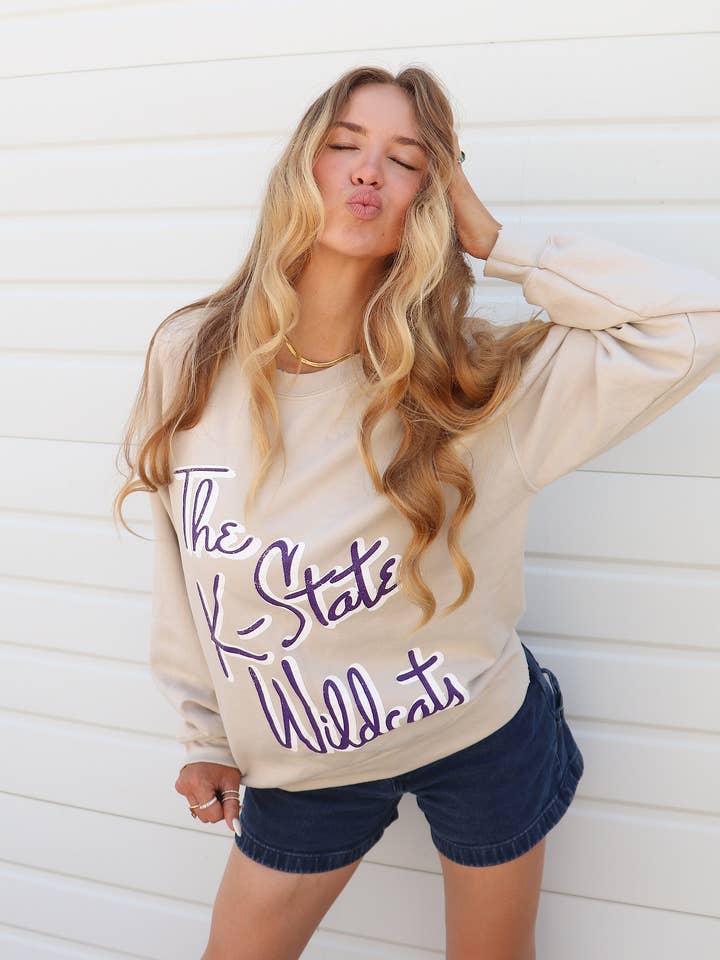 Kansas State Wildcats Beverly Sand Thrifted Sweatshirt for wholesale by LivyLu