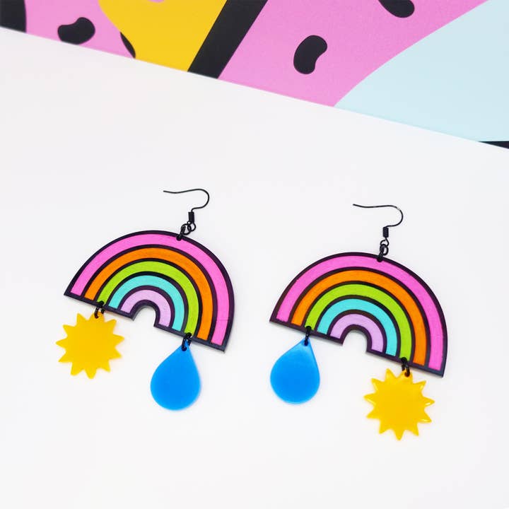 Rainbow Statement Earrings for wholesale by Silly Loaf