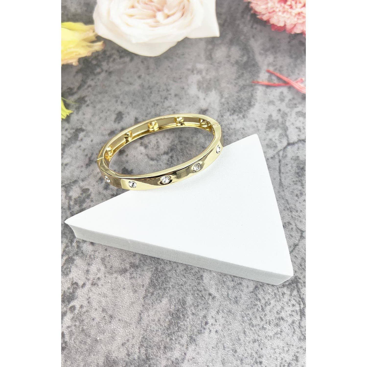 JHP Collection - Wholesale Bangle Bracelet - BANGLE BRACELET WITH RHINESTONES PATTERN6