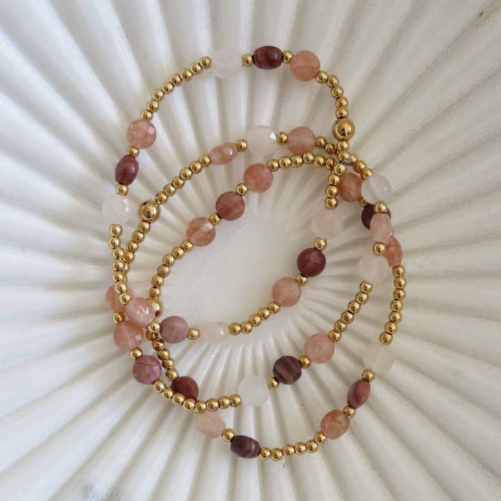Gold Beaded Elegant Crystal Waterproof Non-Tarnish Bracelets for wholesale by Curated By Suarez