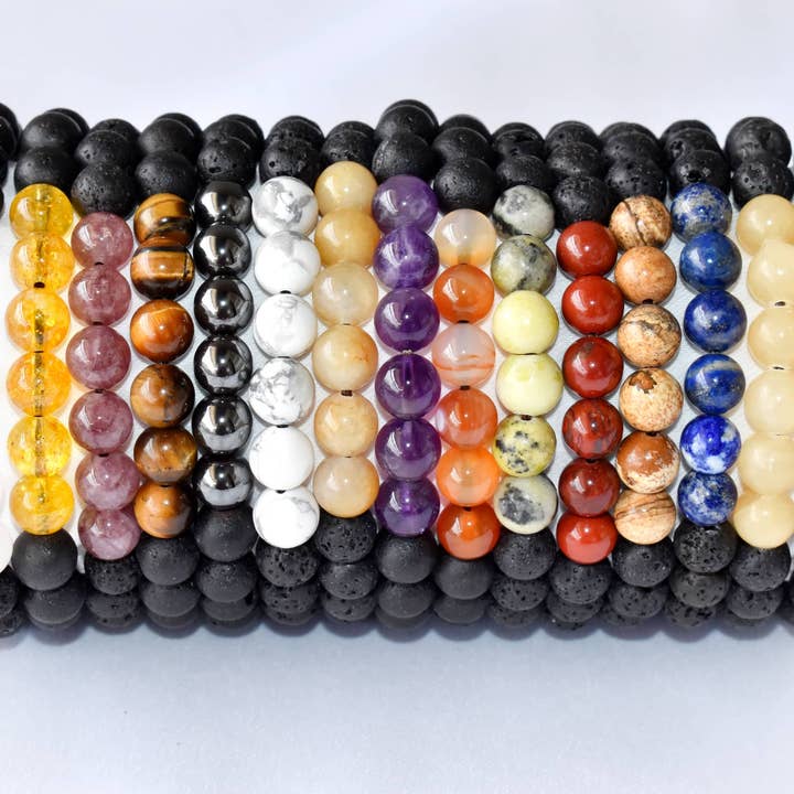 Soothing Crystals - Wholesale Aromatherapy Bracelet - Pack of 15 Diffuser Bracelets | Lava Diffuser Bracelets0