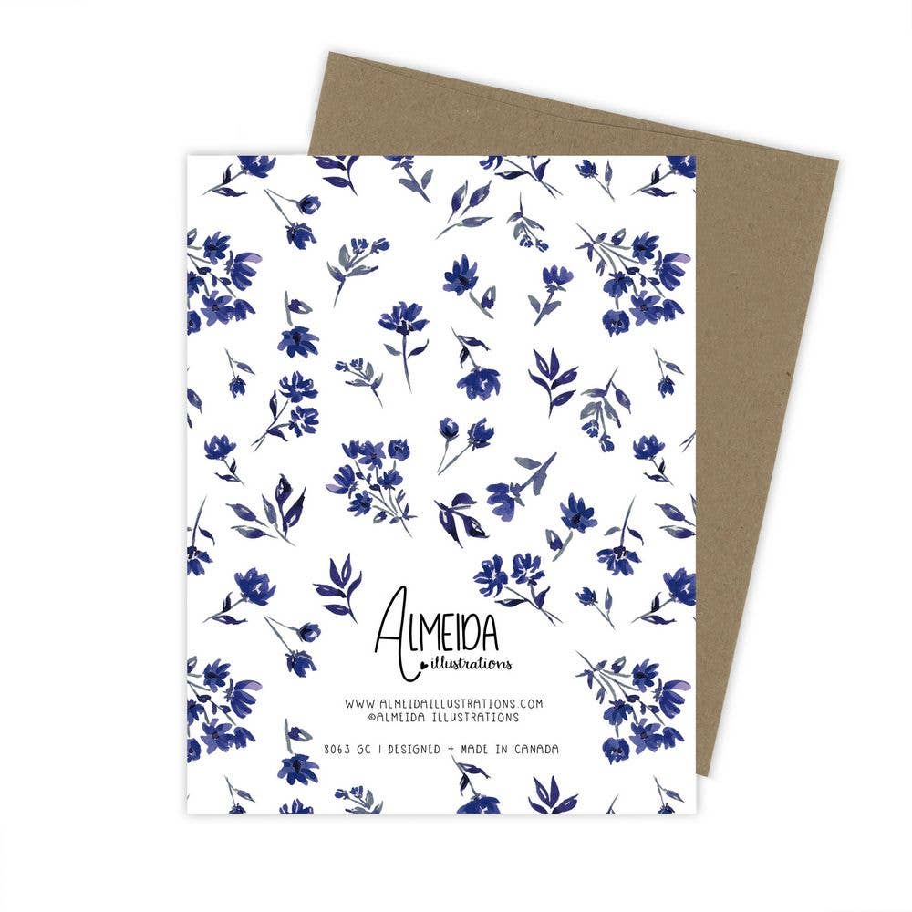 Almeida Illustrations - Wholesale Sympathy Card - Deepest Condolences Navy Floral Card4