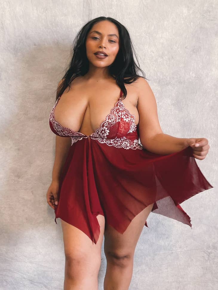 Wholesale Plus Size Pink Sheer Women Sexy Lingerie Babydoll