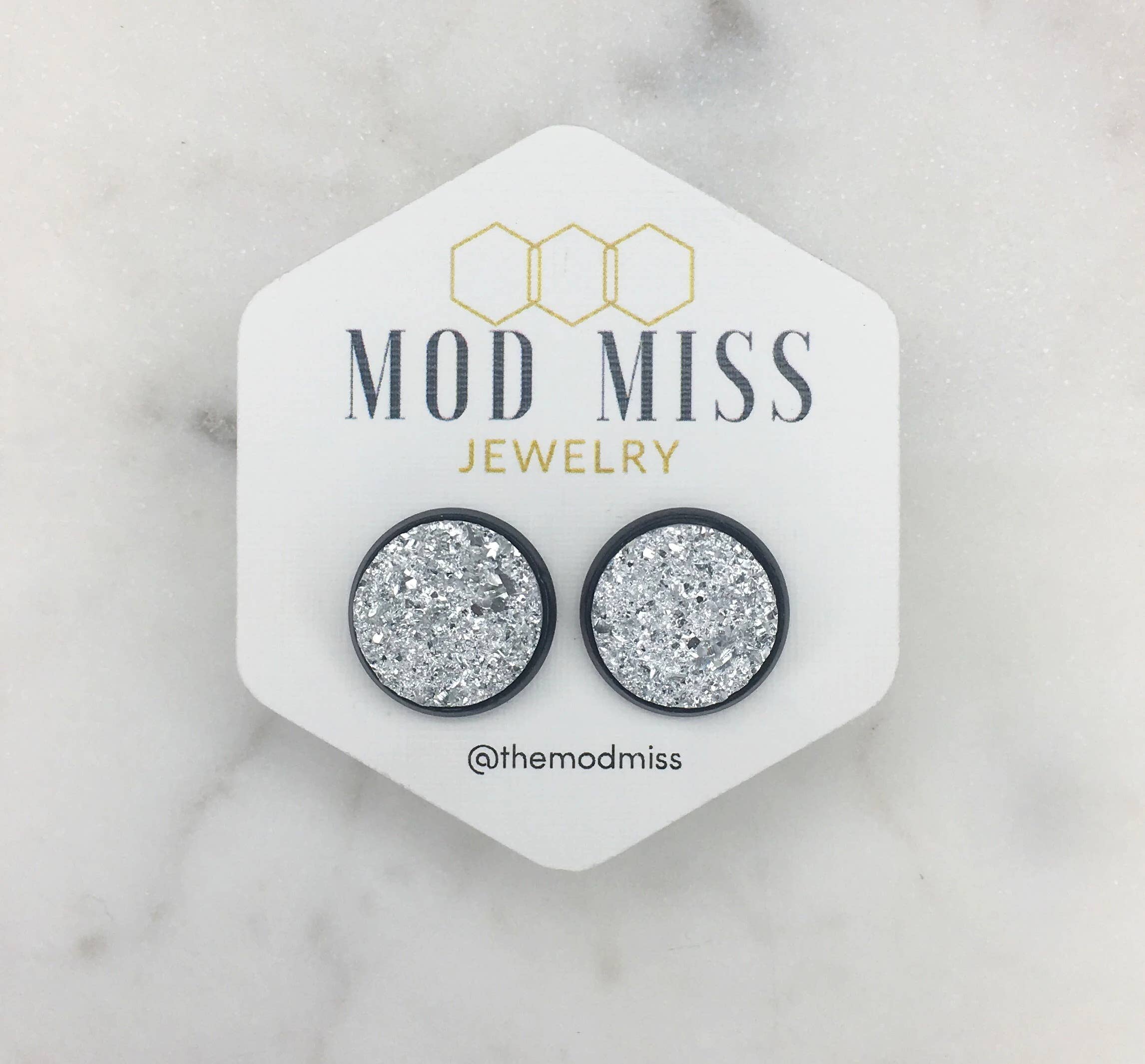 The Mod Miss – Großhandel Ohrstecker – Druzy Ohrstecker „Silber“1