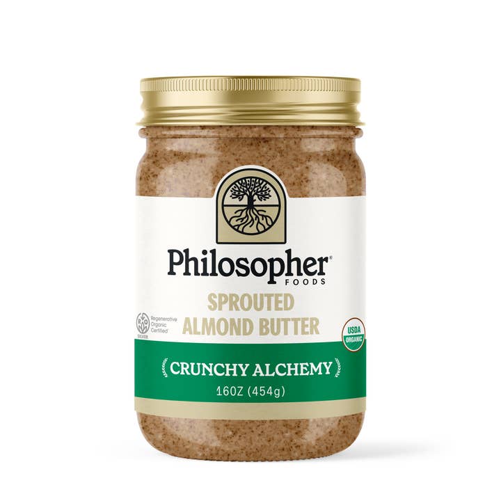 Crunchy Alchemy Sprouted Almond Butter 16oz for wholesale by Philosopher Foods