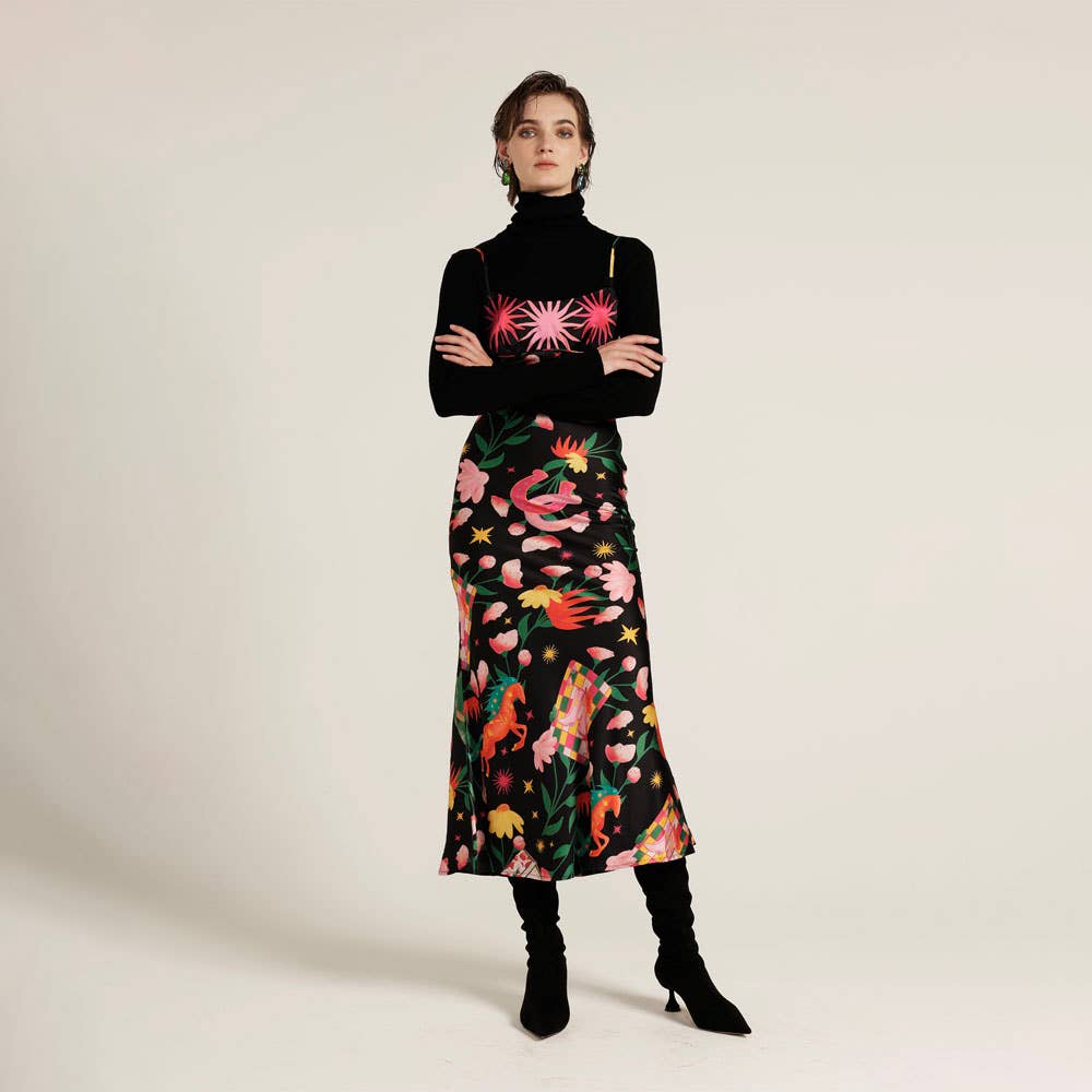 Love, Bonfire the Label - Wholesale Dress - Women's - Wildhorse Saloon Western Print Black Slip Dress3