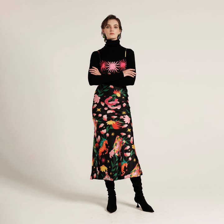 Love, Bonfire the Label - Wholesale Dress - Women's - Wildhorse Saloon Western Print Black Slip Dress3