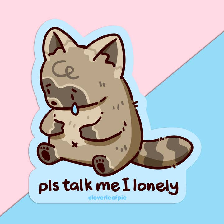 Lonely Raccoon Vinyl Sticker for wholesale by Cloverleafpie