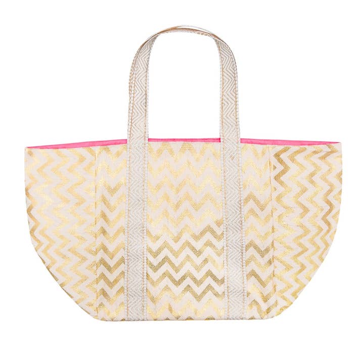 Cockatoo - Wholesale Beach Bag - GOLD ZIG ZAG BEACH BAG4