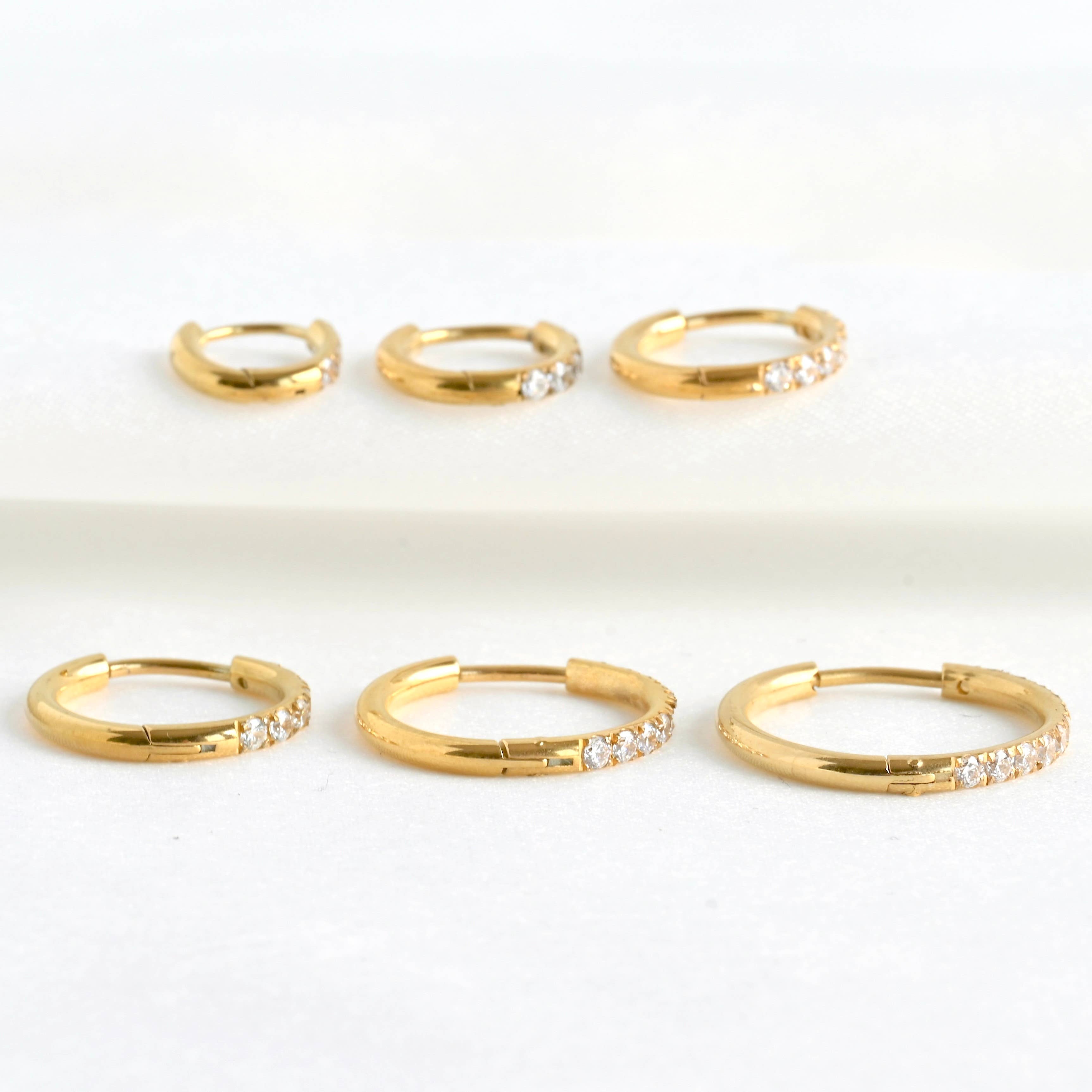 Blueyejewelry - Wholesale Huggie Earrings - Pave Diamond Hoops - Tarnish-free Diamond Hoop Earrings7