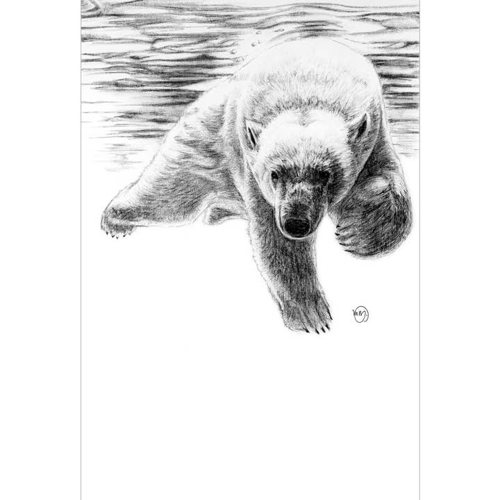 Majestic Polar Bear Swimming Print for wholesale by LE NID atelier