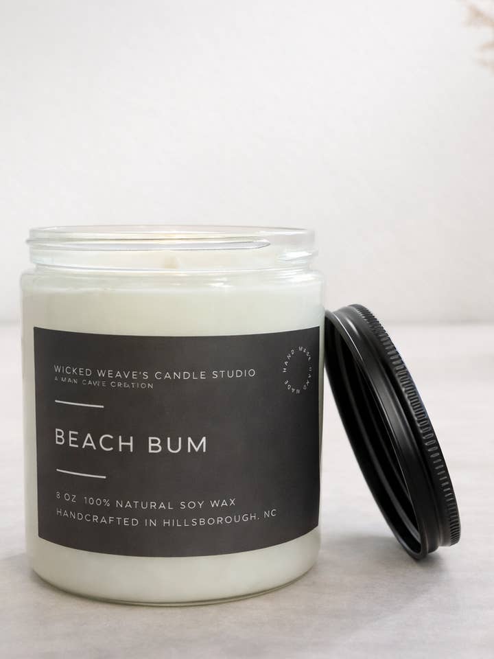 Beach Bum Soy Wax Candle (4 Size Options) for wholesale by Wicked Weave’s Candle Studio