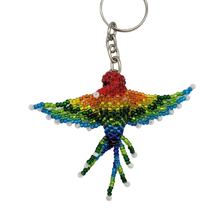 Unique Batik Fair Trade - Wholesale Keychain - Unisex - Rainbow Hummingbird Beaded Keychain2