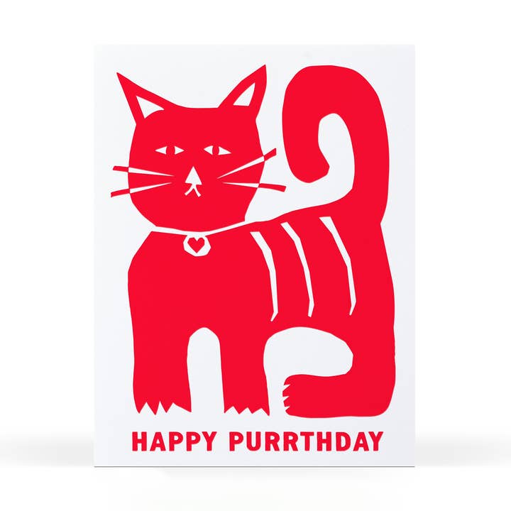 Glad Purrthday lykønskningskort for engroshandel hos Sweet Bippy Press
