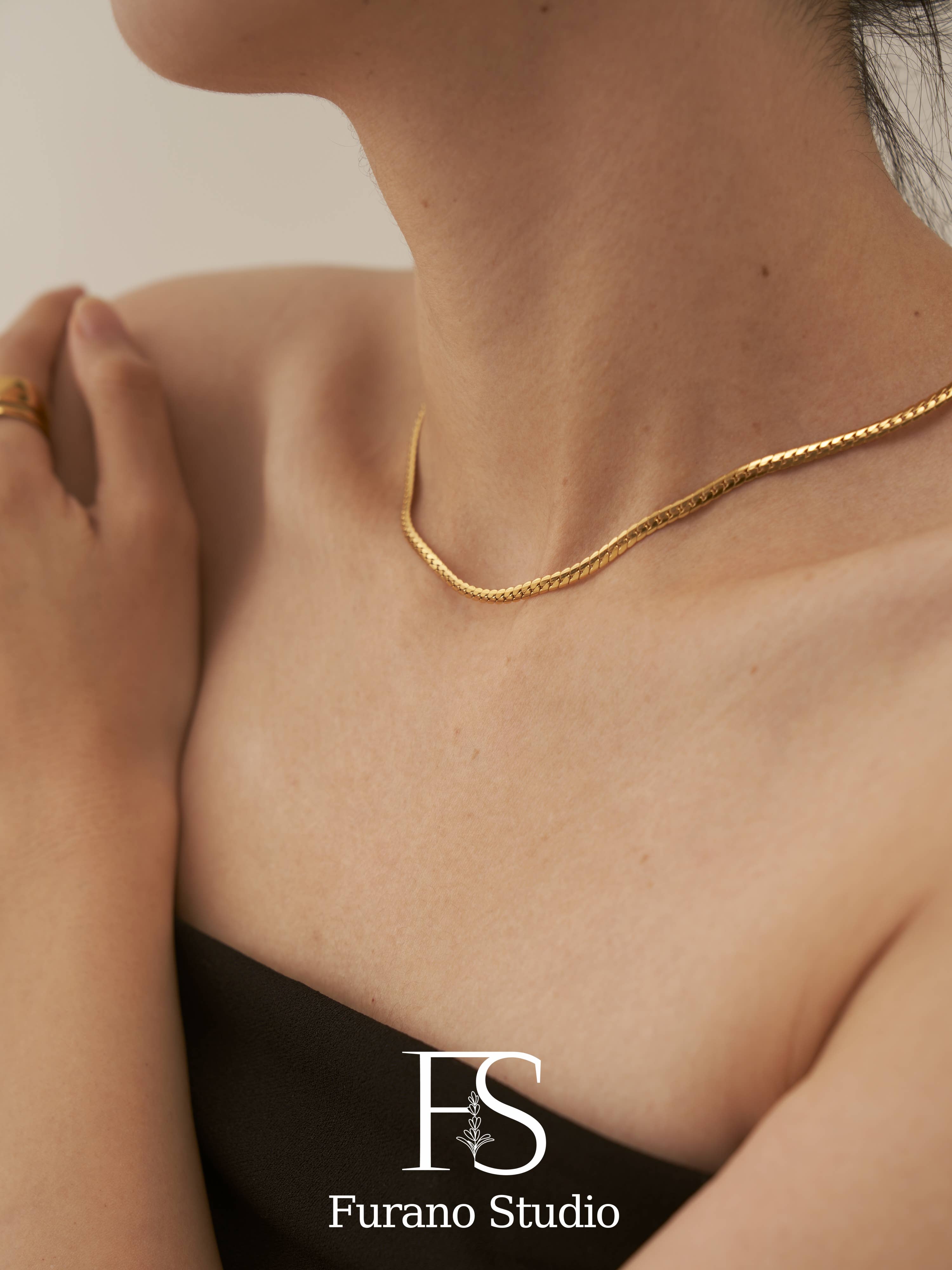 Furano Studio - Wholesale Link & Chain Necklace - 3.5mm 18K Gold Filled Curb Chain Necklace, Cuban Link Neckla6