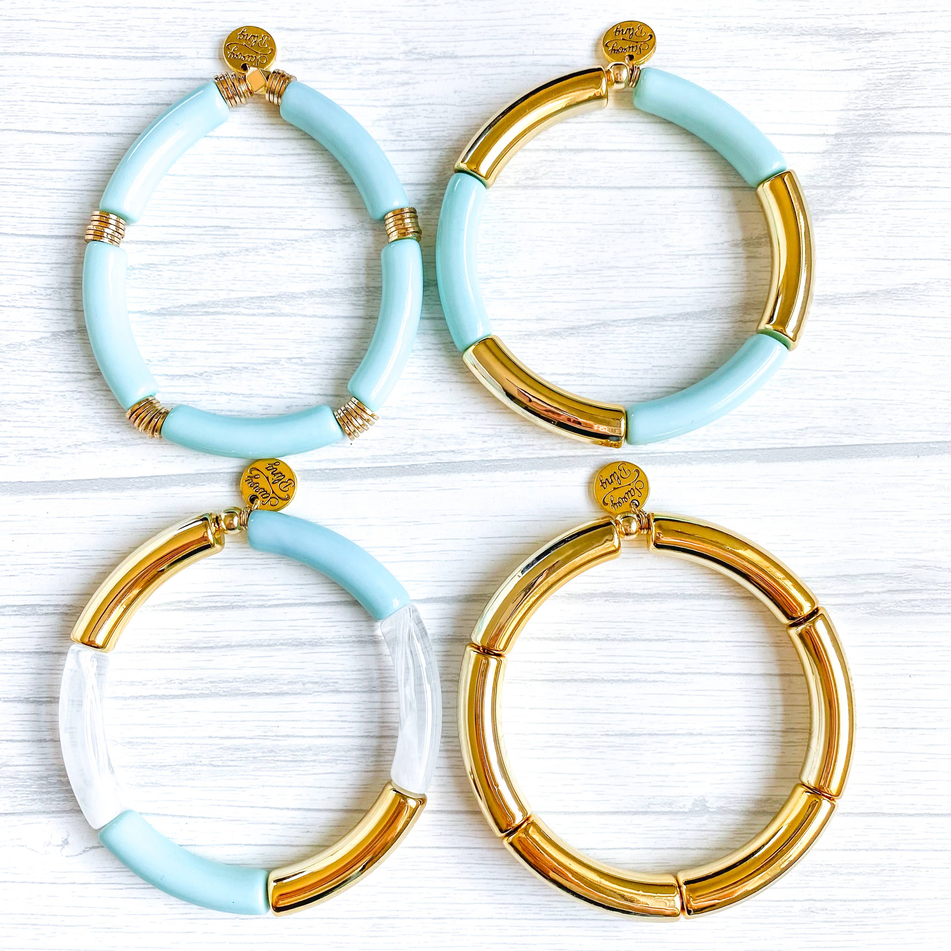 Savvy Bling - Vendita all'ingrosso Bracciale con perline - Tubo acrilico blu Tiffany chiaro bambù6