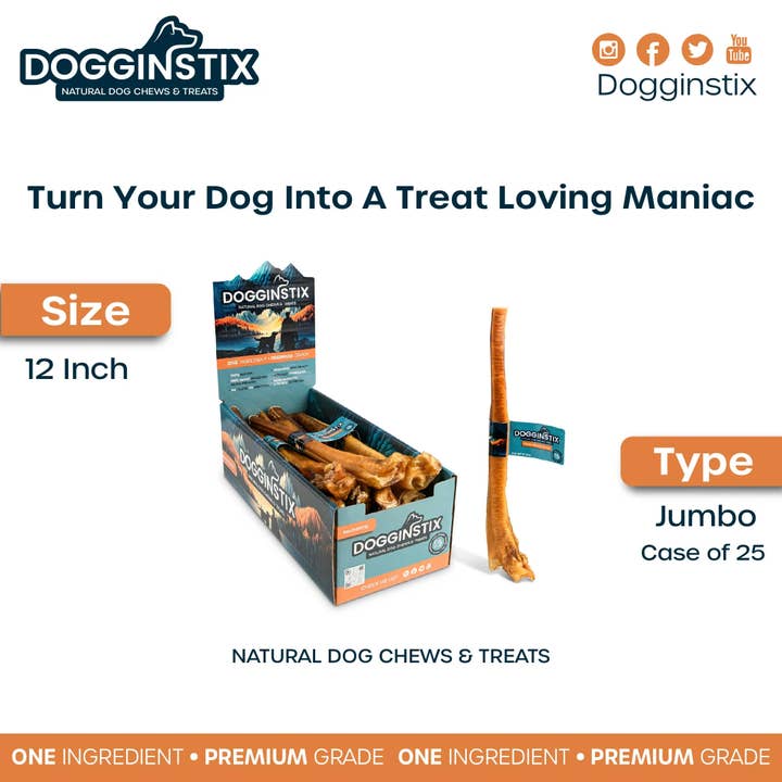 Dogginstix - Wholesale Pet Treats - Dog - 12" Jumbo Bully Sticks 4