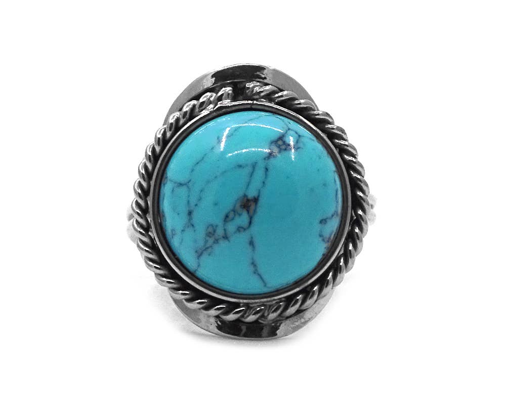 Pichincha - Wholesale Cocktail/Statement Ring - Mini Round Semi Precious Stone Adjustable Metal Ring10