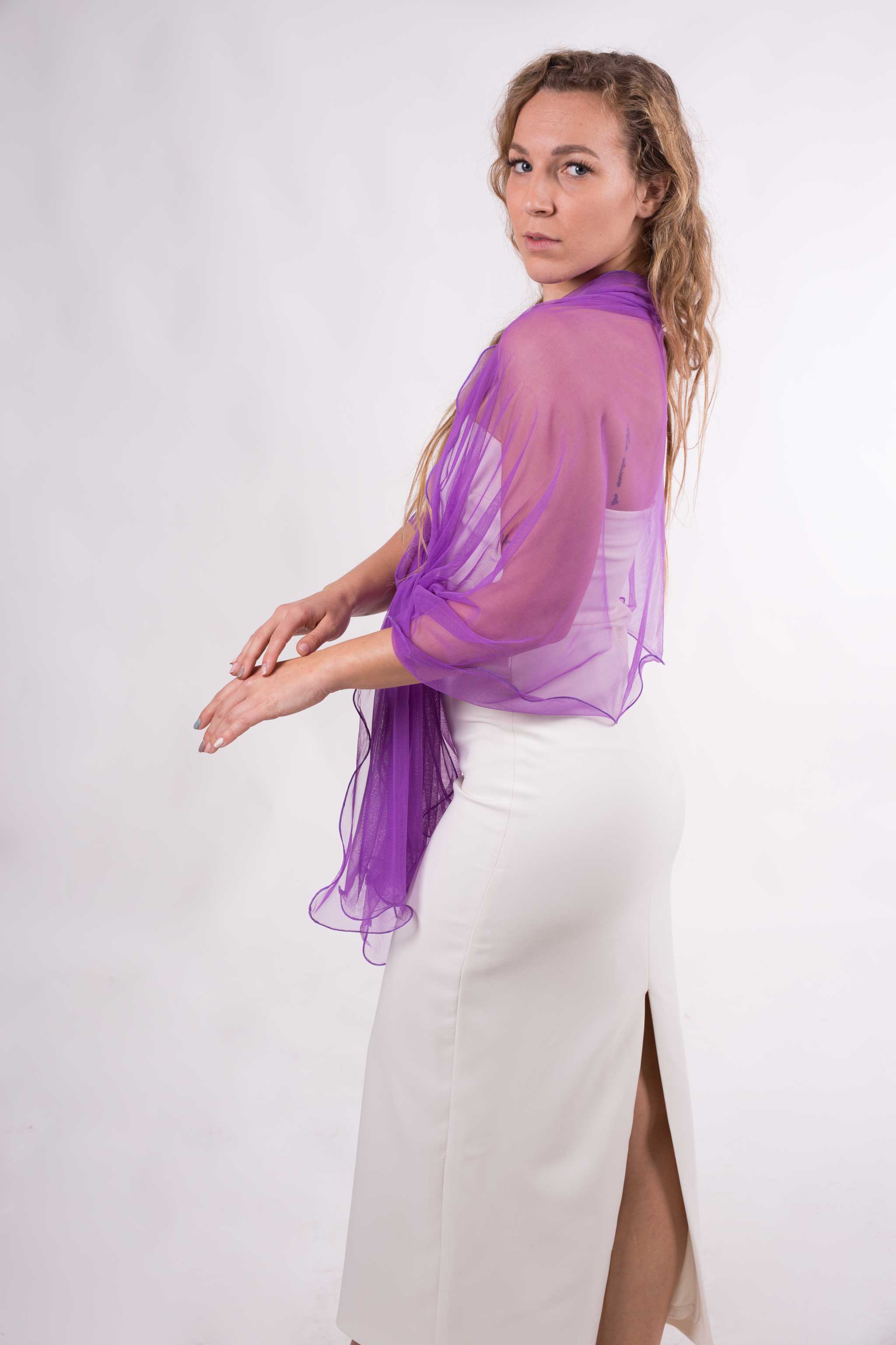 MR Complements - Vente Écharpe – femme - Châle en tulle grande taille aux bords ondulés58